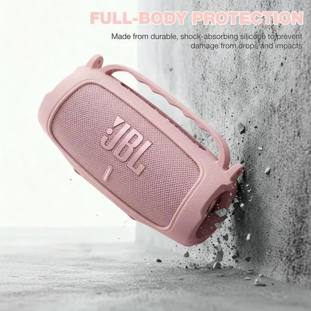 Alt view image 6 of 7 - Silicone Case Compatible with JBL Charge 5 Portable Waterproof Bluetooth Speaker (Pink)