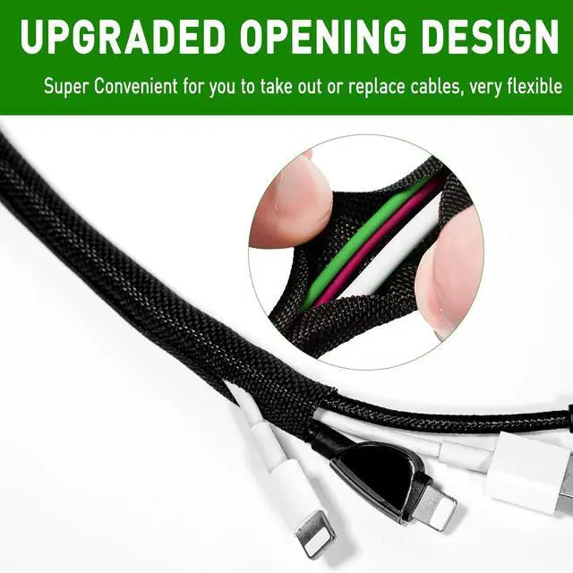 Alt view image 2 of 7 - 10FT Split Cable Management Sleeve Wire Loom Tubing Cord Protector for High-Temperature Automotive Harness Wires and Home Cable Management,Self-Wrapping Braided Cord Covers (1/2 Inch)