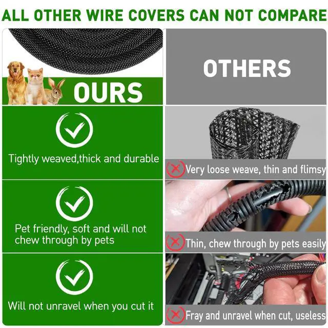 Alt view image 4 of 7 - 10FT Split Cable Management Sleeve Wire Loom Tubing Cord Protector for High-Temperature Automotive Harness Wires and Home Cable Management,Self-Wrapping Braided Cord Covers (1/2 Inch)