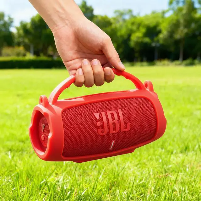 Alt view image 5 of 7 - Silicone Case Compatible with JBL Charge 5 Portable Waterproof Bluetooth Speaker (Red)