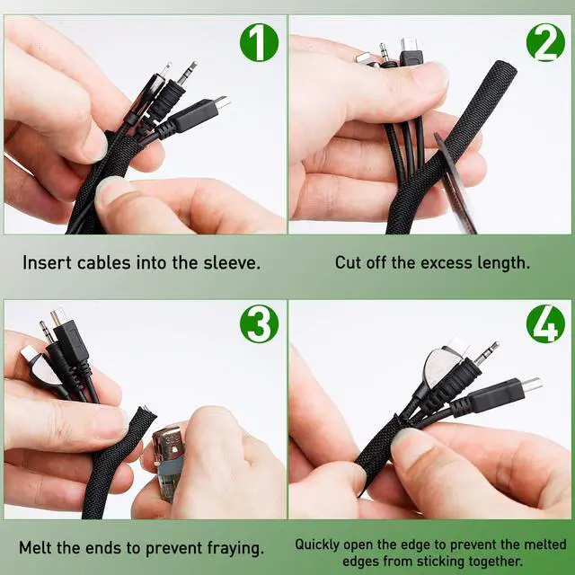 Alt view image 5 of 7 - 10FT Split Cable Management Sleeve Wire Loom Tubing Cord Protector for High-Temperature Automotive Harness Wires and Home Cable Management,Self-Wrapping Braided Cord Covers (1/2 Inch)