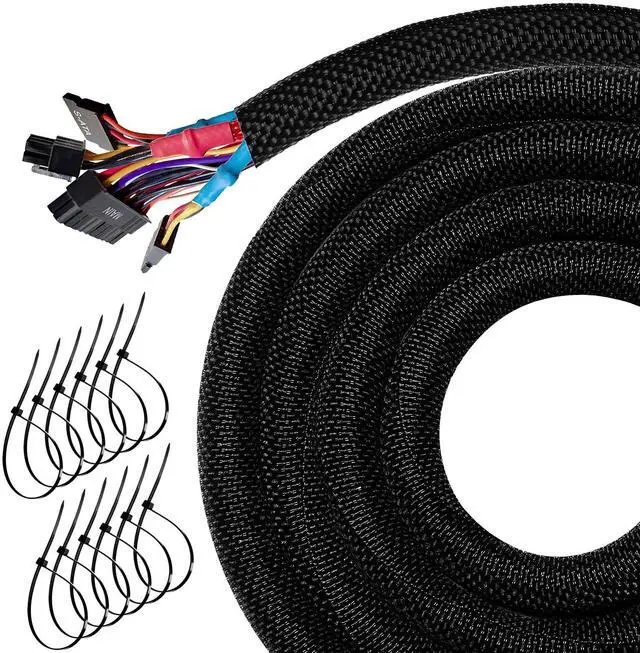 Main image of 10FT Split Cable Management Sleeve Wire Loom Tubing Cord Protector for High-Temperature Automotive Harness Wires and Home Cable Management,Self-Wrapping Braided Cord Covers (1/2 Inch)