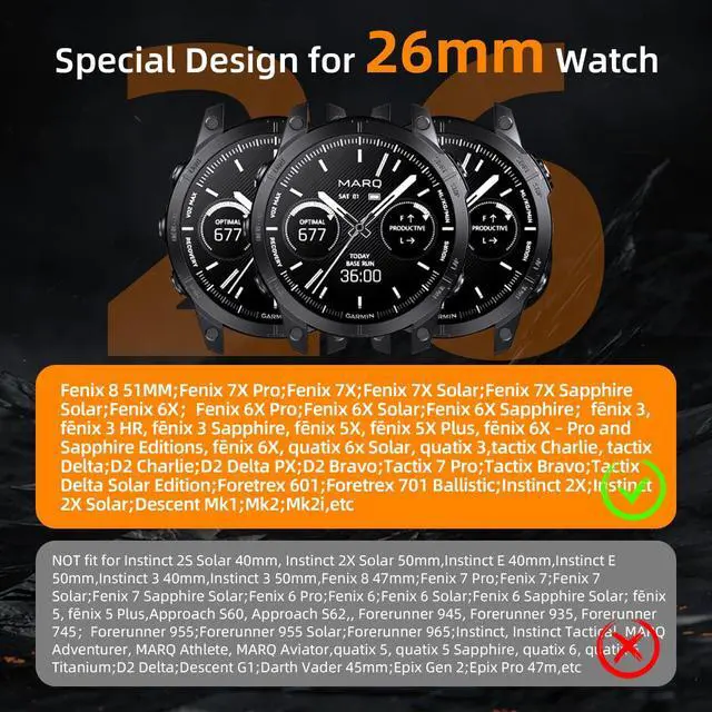 Alt view image 3 of 6 - 26mm Mecha Steel Bands Compatible for Garmin Fenix 8 51mm/7X/6X/5X Plus Band,Quick Fit Rugged Utra Metal Strap with Folding Clasp for Fenix 3/3 HR/Tactix/Epix Pro2 51mm/Instinct 3-50mm/Instinct 2X Men
