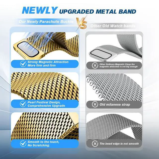 Alt view image 2 of 7 - Metal Band Compatible for Fitbit Versa 4/Sense 2/Versa 3/Sense | Milanese Wristband for Men Women,Stainless Steel Magnetic Mesh Loop Replacement Strap