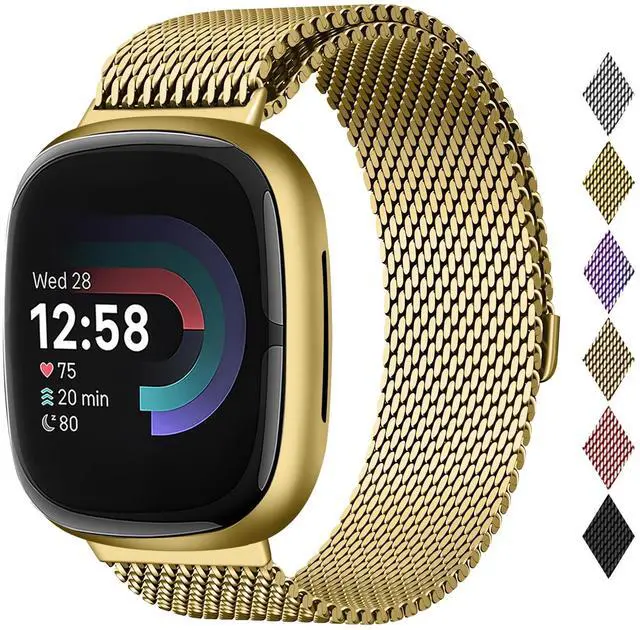 Main image of Metal Band Compatible for Fitbit Versa 4/Sense 2/Versa 3/Sense | Milanese Wristband for Men Women,Stainless Steel Magnetic Mesh Loop Replacement Strap