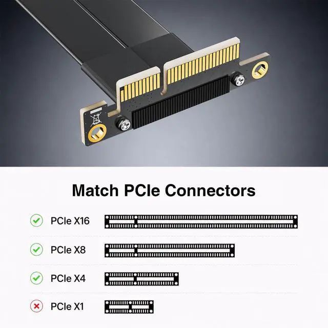 Alt view image 2 of 7 - PCIe 3.0 X4 Extension Cable - Dual 90° Right Angle, Male to Female for GPU/SSD/Server, Model P322MF5520, 20cm/0.66ft
