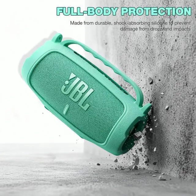 Alt view image 3 of 7 - Silicone Case Compatible with JBL Charge 5 Portable Waterproof Bluetooth Speaker (Mint Green)