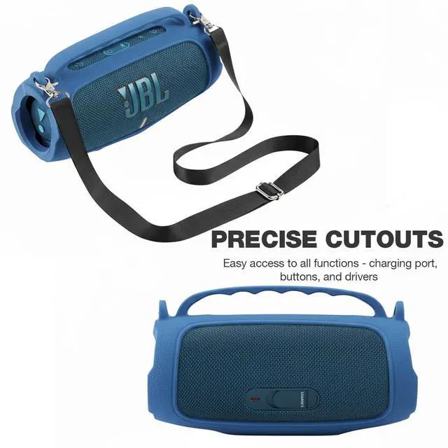 Alt view image 2 of 7 - Silicone Case Compatible with JBL Charge 5 Portable Waterproof Bluetooth Speaker (Blue)