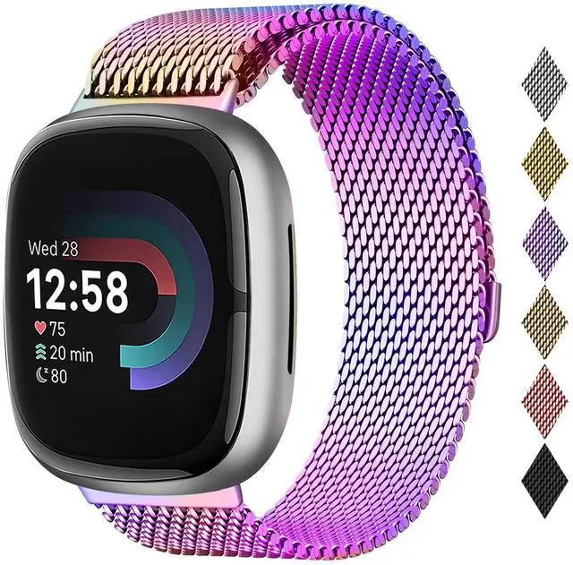 Main image of Metal Band Compatible for Fitbit Versa 4/Sense 2/Versa 3/Sense | Milanese Wristband for Men Women,Stainless Steel Magnetic Mesh Loop Replacement Strap