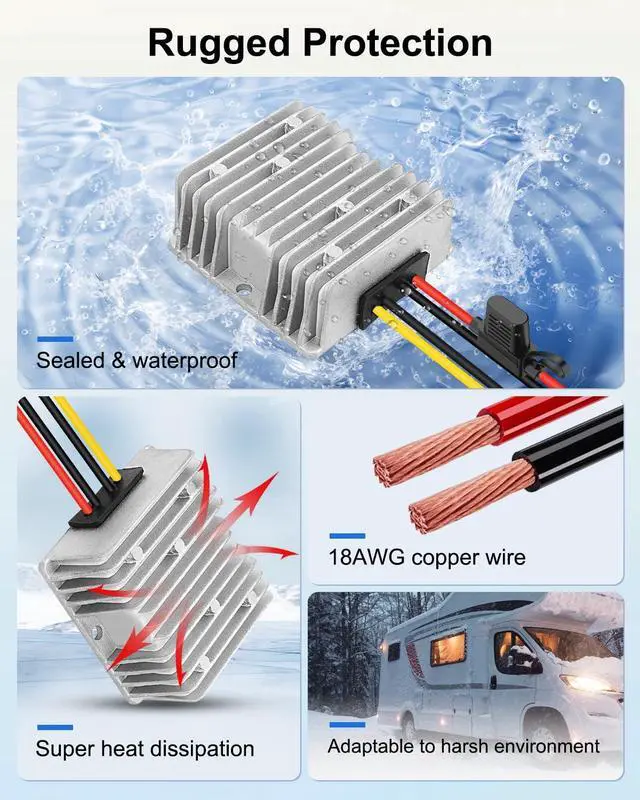 Alt view image 4 of 6 - Upgrade Starlink Gen 3 DC Conversion Kit, 12V to 57V 4.5A Power Converter | Stable Output, High Efficiency, Low Voltage Protection, Waterproof Aluminum Housing, Plug and Play for RV & Outdoor Use