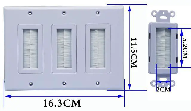 Alt view image 2 of 7 - 3 Gang Brush Wall Plate for Cabling Cable Plate Internal Management RJ45 USB Audio Video Cable Pass-Through Brush Style Low Voltage Cable Plate in-Wall Installation (2Pack, 3Gang)