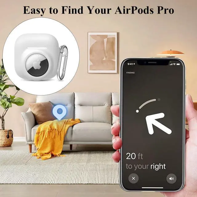 Alt view image 2 of 6 - 2 in 1 Silicone Case Compatible with AirPod 4 and for Air Tracker Tag,Anti-Scratch Anti-Lost Protective Skin Cover for AirPods 4th Generation with 2 PCS TPU Screen Protector&Lanyard (White)