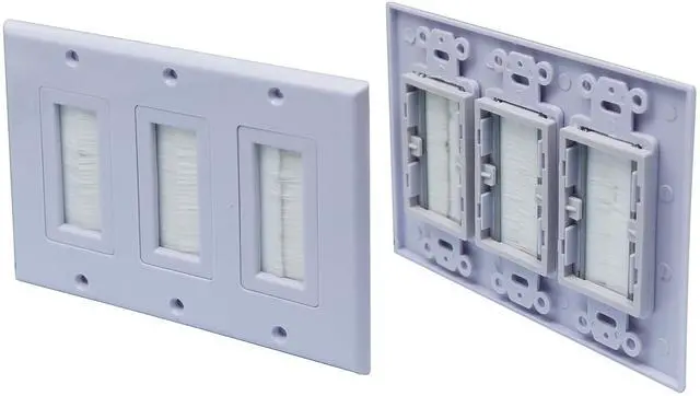 Alt view image 6 of 7 - 3 Gang Brush Wall Plate for Cabling Cable Plate Internal Management RJ45 USB Audio Video Cable Pass-Through Brush Style Low Voltage Cable Plate in-Wall Installation (2Pack, 3Gang)