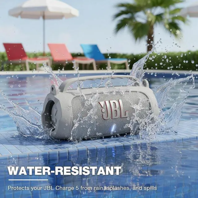 Alt view image 4 of 7 - Silicone Case Compatible with JBL Charge 5 Portable Waterproof Bluetooth Speaker (Gray)