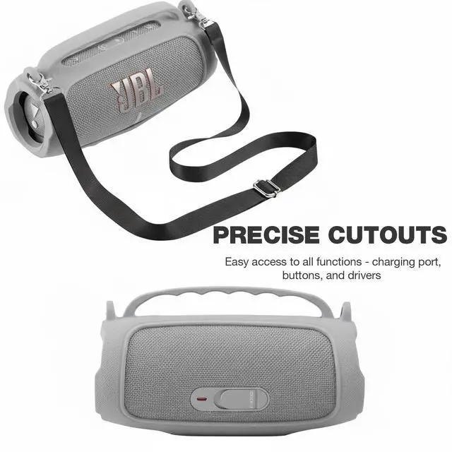 Alt view image 5 of 7 - Silicone Case Compatible with JBL Charge 5 Portable Waterproof Bluetooth Speaker (Gray)