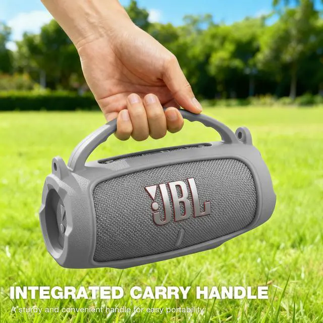 Alt view image 6 of 7 - Silicone Case Compatible with JBL Charge 5 Portable Waterproof Bluetooth Speaker (Gray)