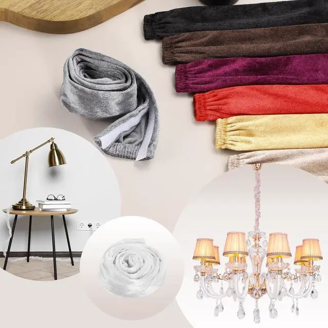 Alt view image 5 of 7 - 3.3ft Chandelier Chain Cord Cover, Velvet Cloth Fabric Chain Sleeve Decorative Cord Covers for Chandelier Wires Swing Cable, Hook and Loop Fastener Style, White