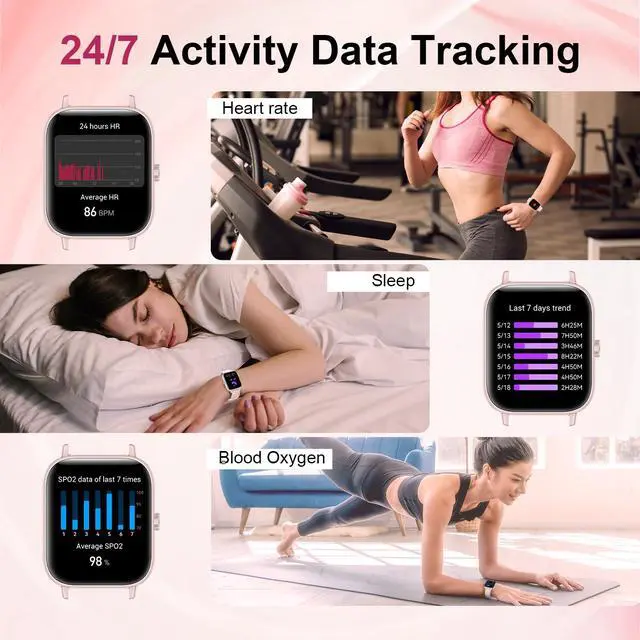 Alt view image 3 of 6 - Smart Watch for Women, 1.83" HD Smartwatch Compatible Android & iOS (Answer/Make Calls), 130+ Sport Modes Fitness Tracker with Heart Rate/Sleep/SpO2 Monitor, IP68 Waterproof