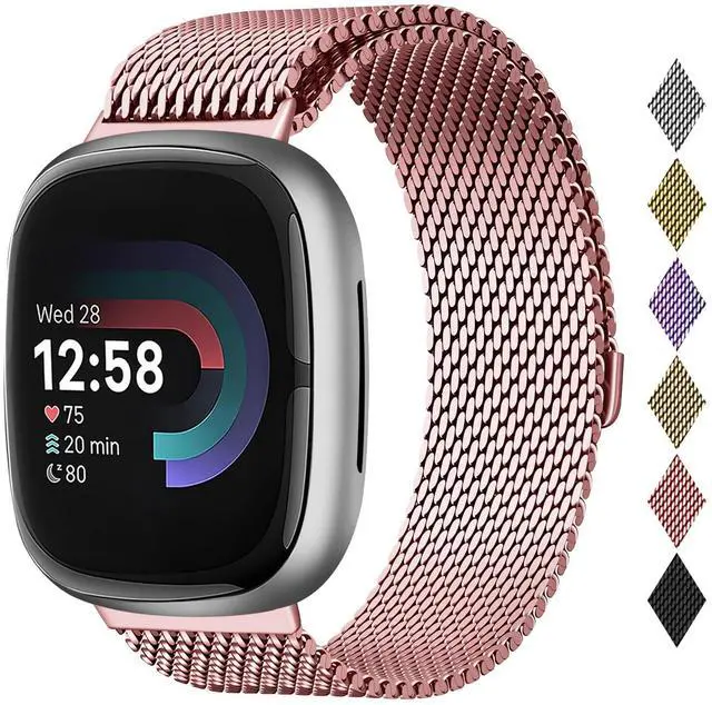 Main image of Metal Band Compatible for Fitbit Versa 4/Sense 2/Versa 3/Sense | Milanese Wristband for Men Women,Stainless Steel Magnetic Mesh Loop Replacement Strap