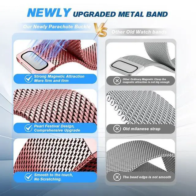 Alt view image 2 of 7 - Metal Band Compatible for Fitbit Versa 4/Sense 2/Versa 3/Sense | Milanese Wristband for Men Women,Stainless Steel Magnetic Mesh Loop Replacement Strap