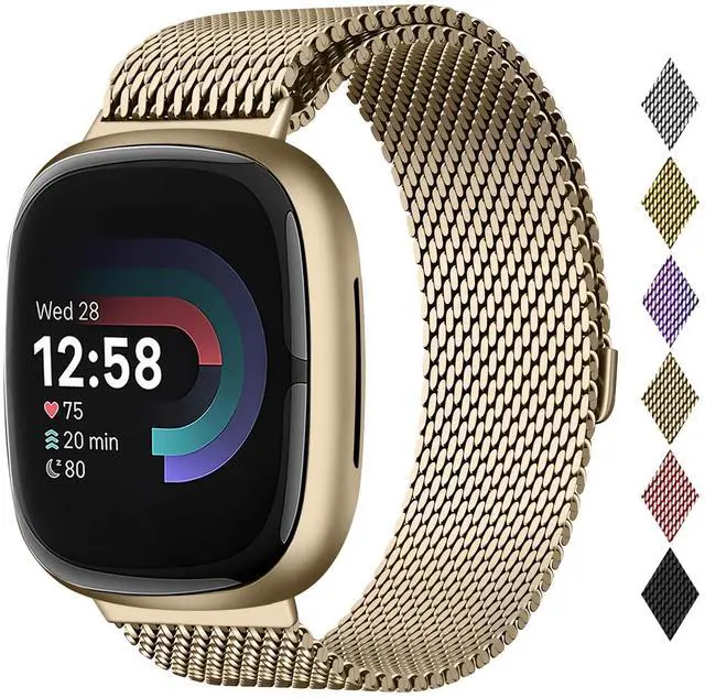 Main image of Metal Band Compatible for Fitbit Versa 4/Sense 2/Versa 3/Sense | Milanese Wristband for Men Women,Stainless Steel Magnetic Mesh Loop Replacement Strap