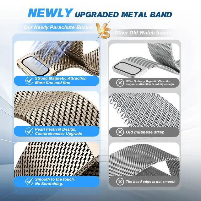 Alt view image 2 of 7 - Metal Band Compatible for Fitbit Versa 4/Sense 2/Versa 3/Sense | Milanese Wristband for Men Women,Stainless Steel Magnetic Mesh Loop Replacement Strap