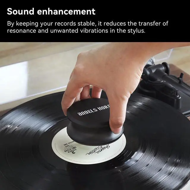 Alt view image 2 of 6 - Record Weight Stabilizer, 303g LP Turntable Vinyl Clamp | Protective Rubber Pad, Reduce Vibration & Improve Sound Quality, Universal Compatibility for Vinyl Lovers