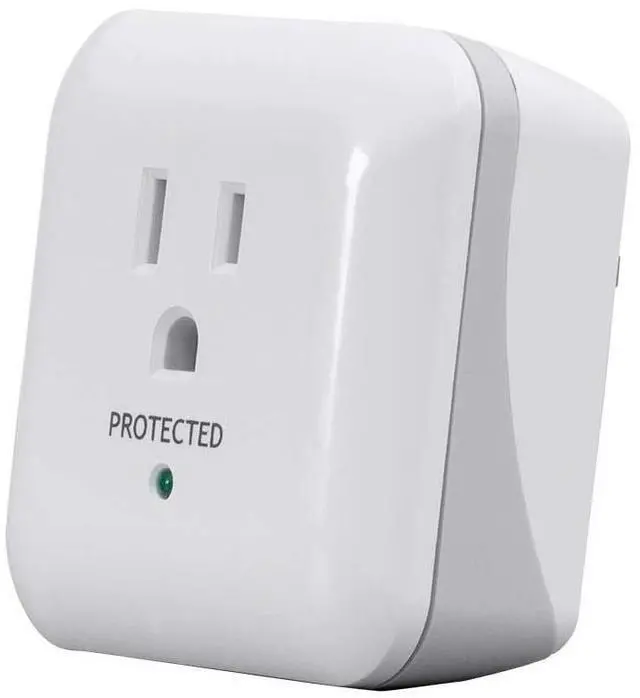 Main image of Power & Surge - White | 1 Outlet Surge Protector with End of Service Alarm, 900 Joules 15A / 125V / 1875W, 10dB to 60dB