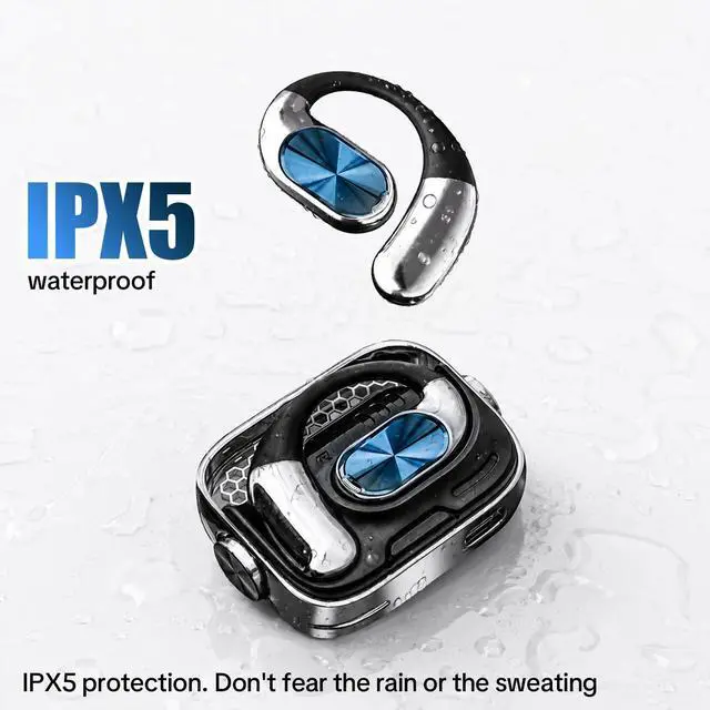 Alt view image 6 of 7 - Open Ear Headphones,Bluetooth 6.0 Open Ear Earbuds IPX5 Waterproof | Clear Sound Quality,with 360°Rotating Fidget Case,Ergonomic Design,Running Headphones Made for Every Sports & Fitness Session