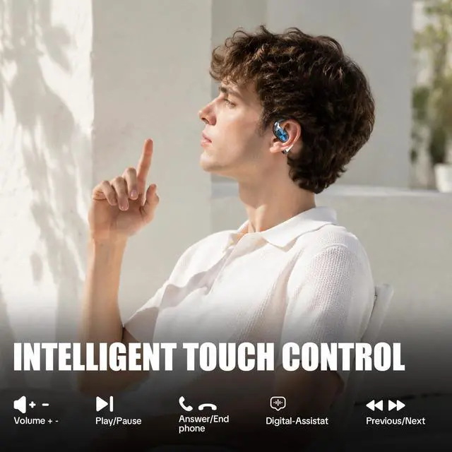 Alt view image 7 of 7 - Open Ear Headphones,Bluetooth 6.0 Open Ear Earbuds IPX5 Waterproof | Clear Sound Quality,with 360°Rotating Fidget Case,Ergonomic Design,Running Headphones Made for Every Sports & Fitness Session