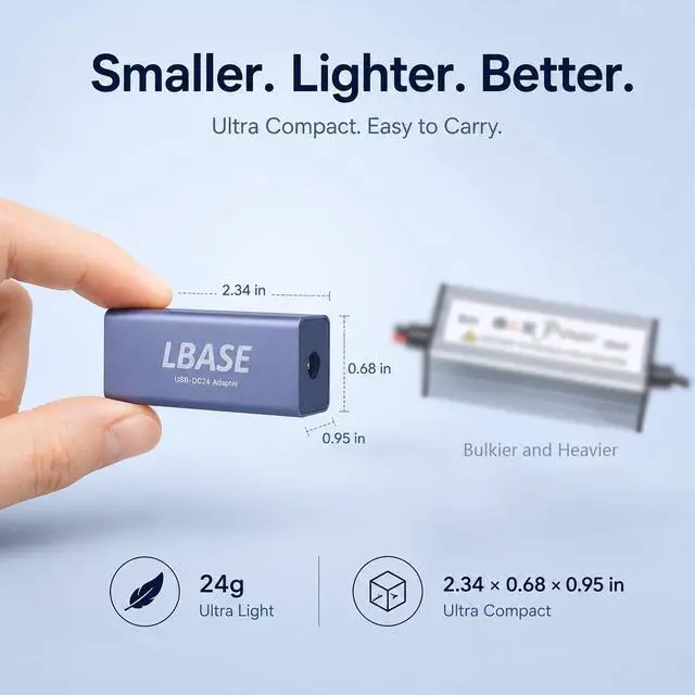 Alt view image 2 of 7 - DC to DC Converter, USB C to DC 24V Mini Boost Up Converter | 48W, QC 4.0 PD Full Protocol Converter