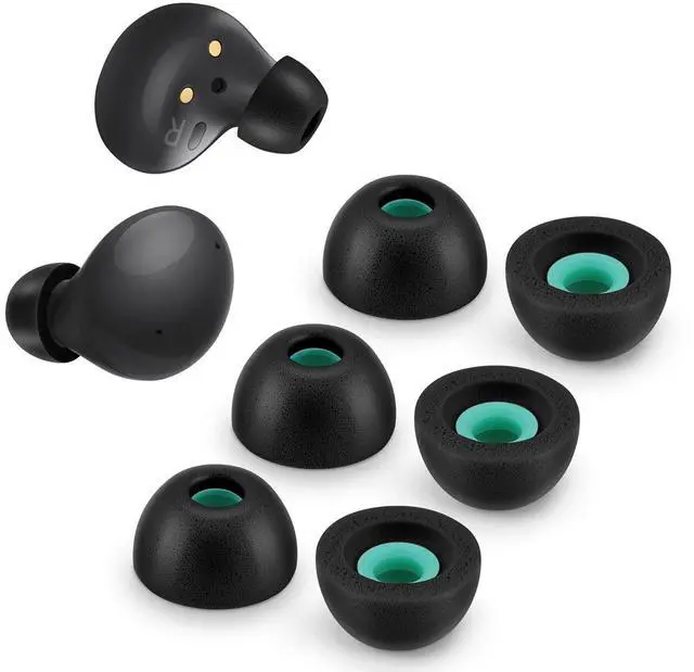 Main image of Memory Foam Tips for Samsung Galaxy Buds 2 / Plus/Beats Studio Buds, No Silicone Eartips Pain, Anti-Slip Replacement Ear Tips, Fit in The Charging Case, 3 Pairs (Medium, Black)