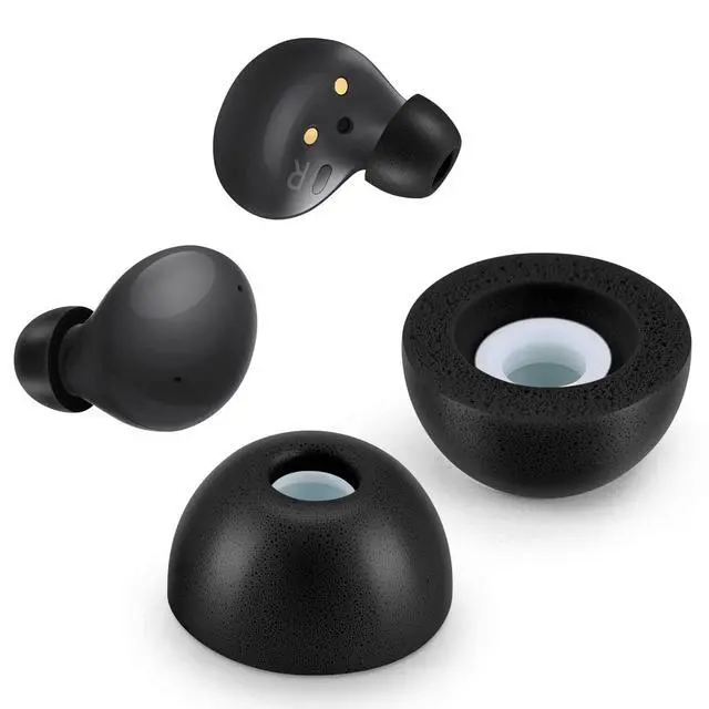 Alt view image 7 of 7 - Memory Foam Tips for Samsung Galaxy Buds 2 / Plus/Beats Studio Buds, No Silicone Eartips Pain, Anti-Slip Replacement Ear Tips, Fit in The Charging Case, 3 Pairs (Large, Black)
