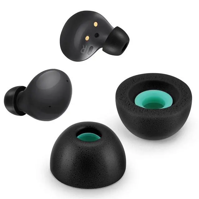 Alt view image 7 of 7 - Memory Foam Tips for Samsung Galaxy Buds 2 / Plus/Beats Studio Buds, No Silicone Eartips Pain, Anti-Slip Replacement Ear Tips, Fit in The Charging Case, 3 Pairs (Medium, Black)