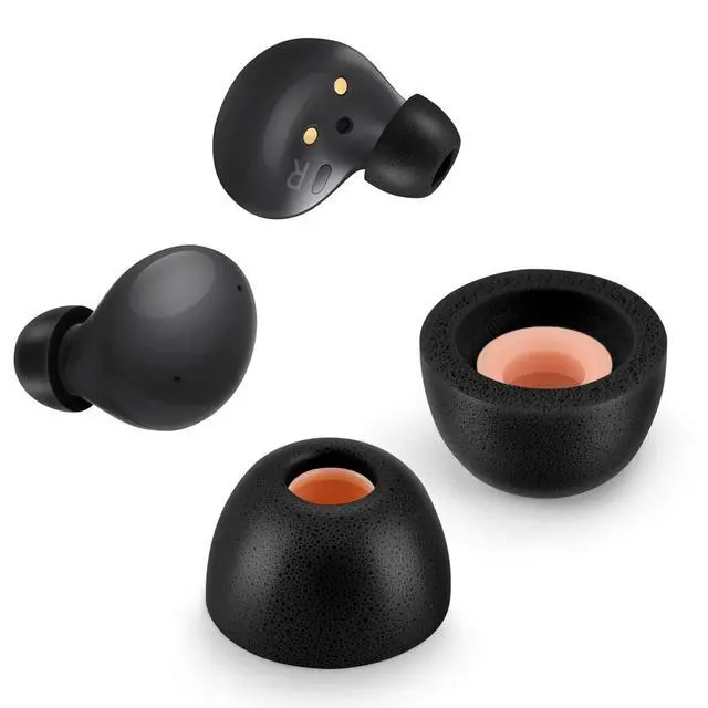 Alt view image 7 of 7 - Memory Foam Tips for Samsung Galaxy Buds 2 / Plus/Beats Studio Buds, No Silicone Eartips Pain, Anti-Slip Replacement Ear Tips, Fit in The Charging Case, 3 Pairs (Small, Black)