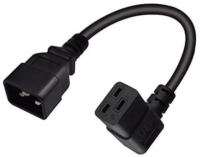 Main image of C20 to C19 Elbow Plug Short Power Cord 1 Foot, IEC 320 C20 to 90 Degree Right Angle IEC C19 Short Power Cable, 16AWG,1ft/30cm