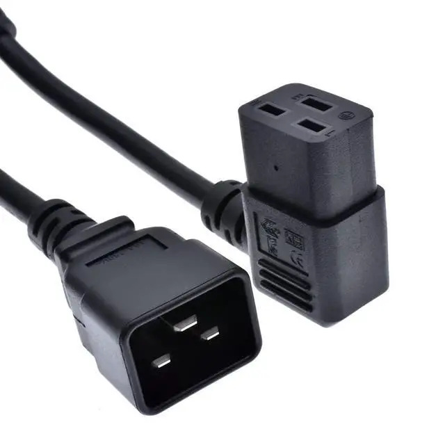 Alt view image 7 of 7 - C20 to C19 Elbow Plug Short Power Cord 1 Foot, IEC 320 C20 to 90 Degree Right Angle IEC C19 Short Power Cable, 16AWG,1ft/30cm
