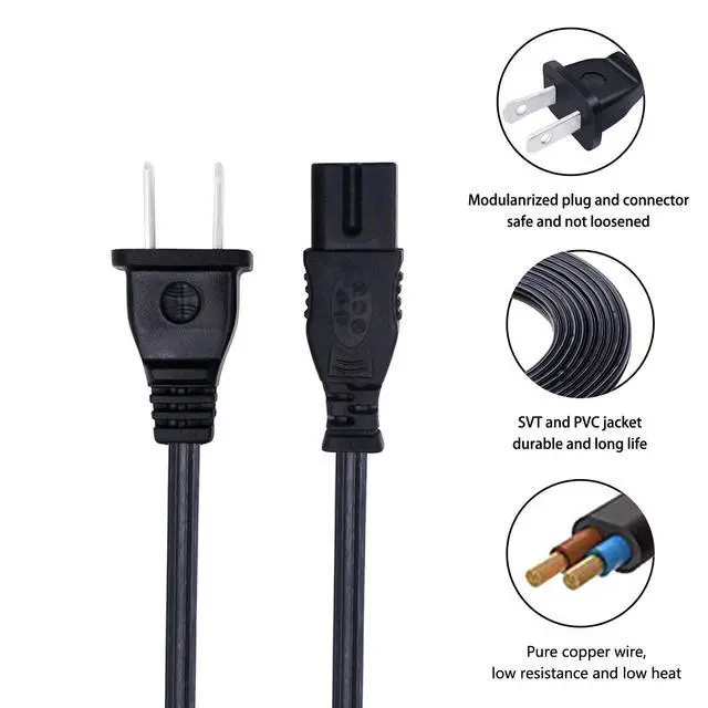 Alt view image 4 of 6 - 8ft AC Power Cord Replacement for Vizio TV 0320-4000-0400 AC Cable | Replacement for Vizio TV 0320-4000-0410 E480i-B2, Sound Bar
