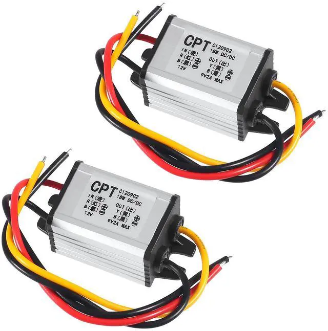 Main image of 2pcs 12V to 9V Buck Converter DC 8-35V to 9V 2A 18W Voltage Regulator Power Supply Module, 9V 12V 24V Waterproof Car Volt Step Down Buck Converter