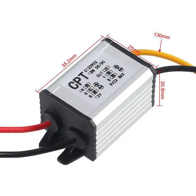 Alt view image 3 of 7 - 2pcs 12V to 9V Buck Converter DC 8-35V to 9V 2A 18W Voltage Regulator Power Supply Module, 9V 12V 24V Waterproof Car Volt Step Down Buck Converter