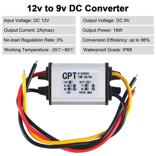 Alt view image 2 of 7 - 2pcs 12V to 9V Buck Converter DC 8-35V to 9V 2A 18W Voltage Regulator Power Supply Module, 9V 12V 24V Waterproof Car Volt Step Down Buck Converter