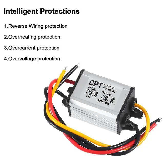 Alt view image 4 of 7 - 2pcs 12V to 9V Buck Converter DC 8-35V to 9V 2A 18W Voltage Regulator Power Supply Module, 9V 12V 24V Waterproof Car Volt Step Down Buck Converter