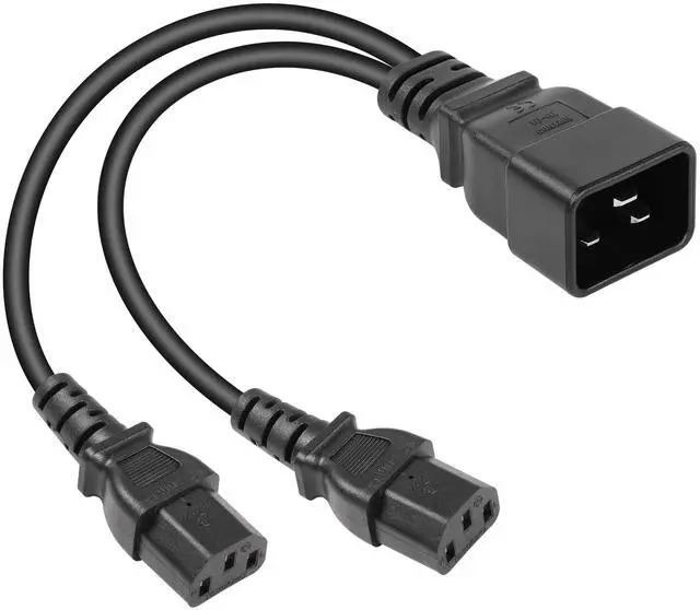 Main image of IEC 320 C20 to Dual C13 Power Cord,C20 Male to 2 x C13 Y Splitter Adapter Extension Power Cable Cord(Black C20 to Dual C13)