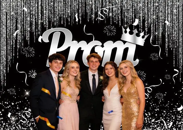 Alt view image 3 of 4 - Black Silver Prom 2026 Graduation Backdrop 8x6ft | Class of 2026 Congratulations Grad Party Decoration Glitter Sequin Bokeh Graduation Students Photography Backdrop