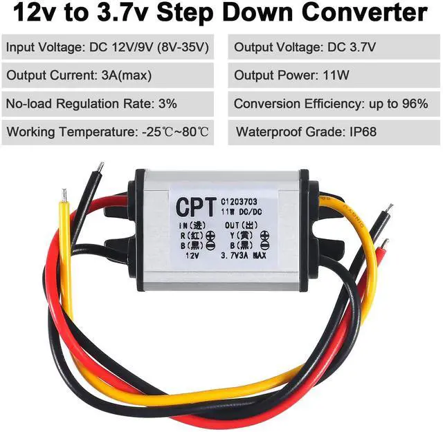 Alt view image 2 of 7 - 2pcs 12V to 3.7V Converter DC Step Down Buck Voltage Regulator Power Supply Transformer Module 3A 11W Waterproof Car Power Converter for Car Auto Motor