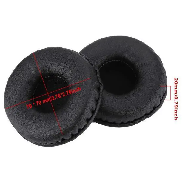 Alt view image 7 of 7 - 1 Pair 70mm Universal Replacement Earpads for Headphones, Soft Foam Ear Cushion Headset Cover Case, Black