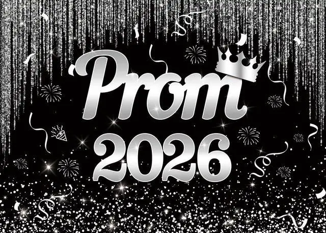 Alt view image 4 of 4 - Black Silver Prom 2026 Graduation Backdrop 8x6ft | Class of 2026 Congratulations Grad Party Decoration Glitter Sequin Bokeh Graduation Students Photography Backdrop