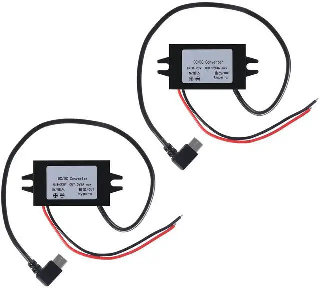 Main image of 2pcs DC 12V to 5V USB C Buck Converter 3A 15W Type-C Right Angle Step-Down Converter Voltage Regulator Car Power Converter Adapter Waterproof