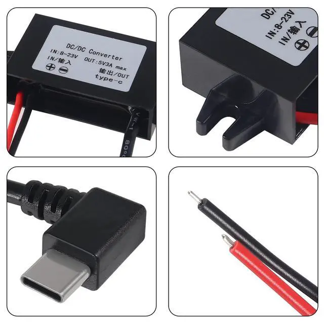 Alt view image 5 of 7 - 2pcs DC 12V to 5V USB C Buck Converter 3A 15W Type-C Right Angle Step-Down Converter Voltage Regulator Car Power Converter Adapter Waterproof
