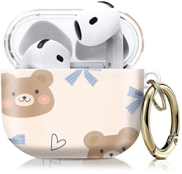 Main image of Compatible with AirPod 4th Gen Case with Keychain, Shockproof Protective Cover for Wireless Earbuds - Lightweight & Durable Design for Women Men Girl (Cute Bear Bows)